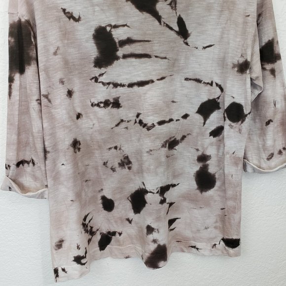 Vince Women's Crew Brown & Tan Tie Dye Splatter Pocket Folded Oversize Shirt S - Picture 14 of 16